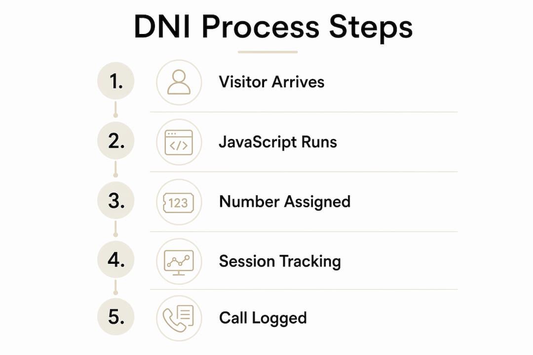 Infographic showing five-step DNI process flow