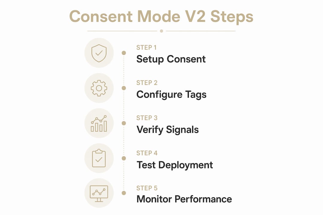 Infographic illustrating Consent Mode V2 implementation steps