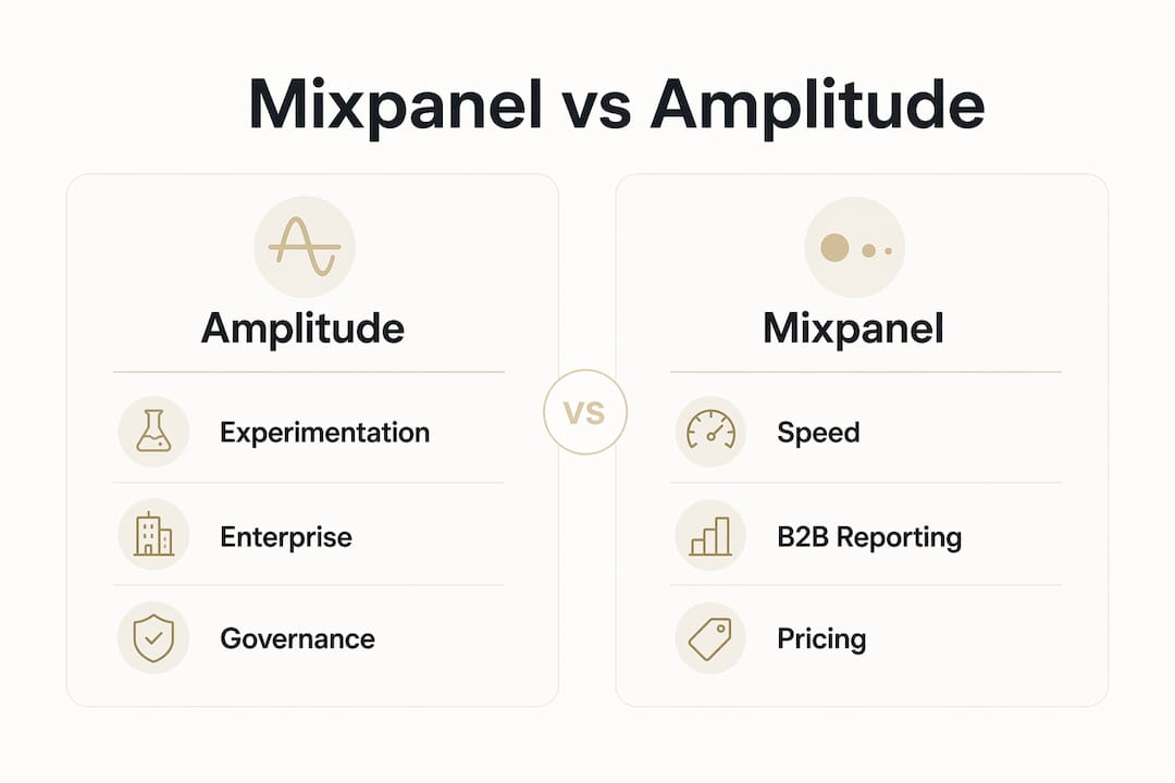 Infographic comparing Mixpanel and Amplitude features