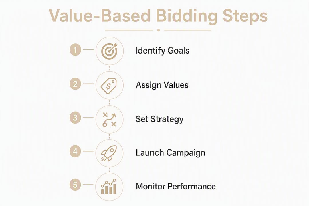 Infographic illustrating value-based bidding steps