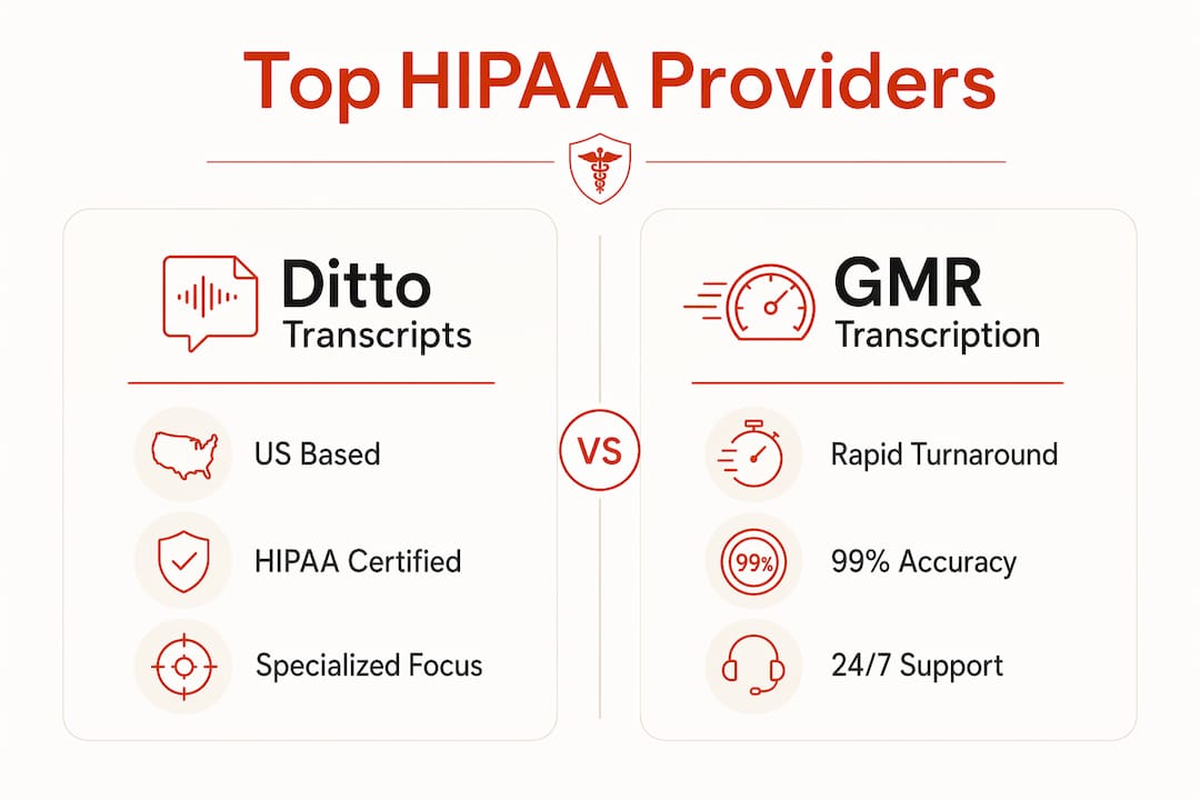 Infographic comparing HIPAA transcription providers