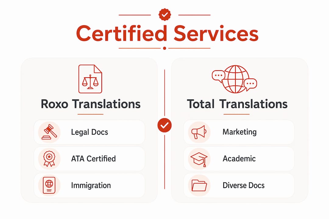 Infographic comparing certified translation providers