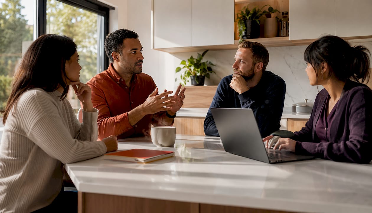 Professionals in virtual live captioning meeting