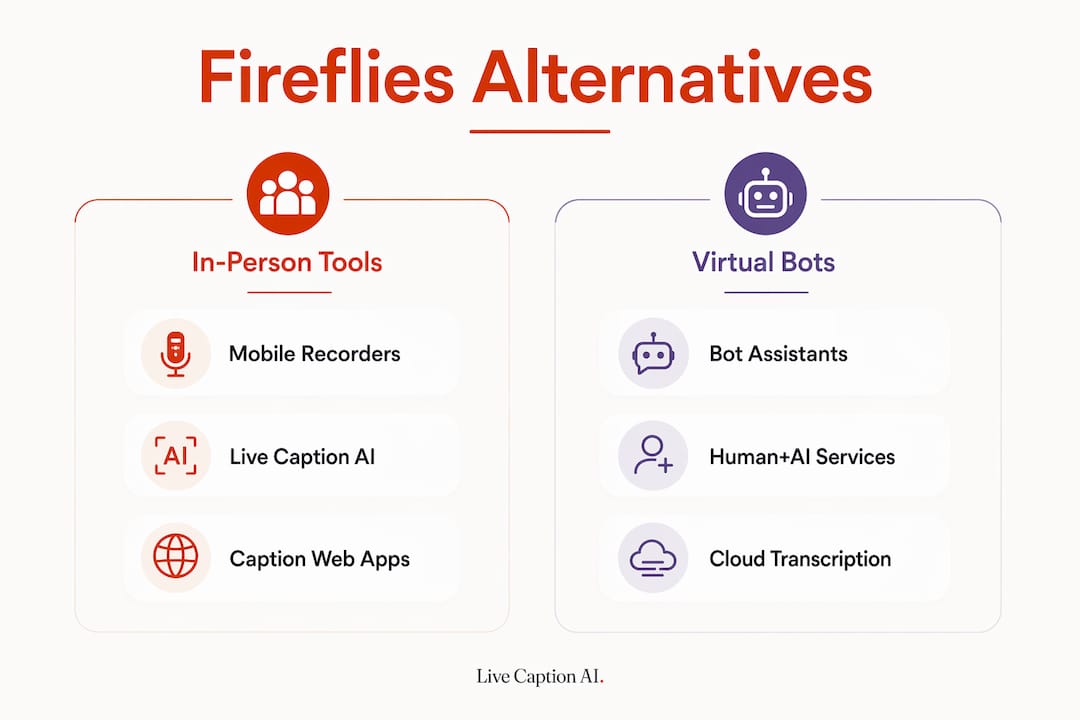 Comparison infographic of Fireflies alternative categories