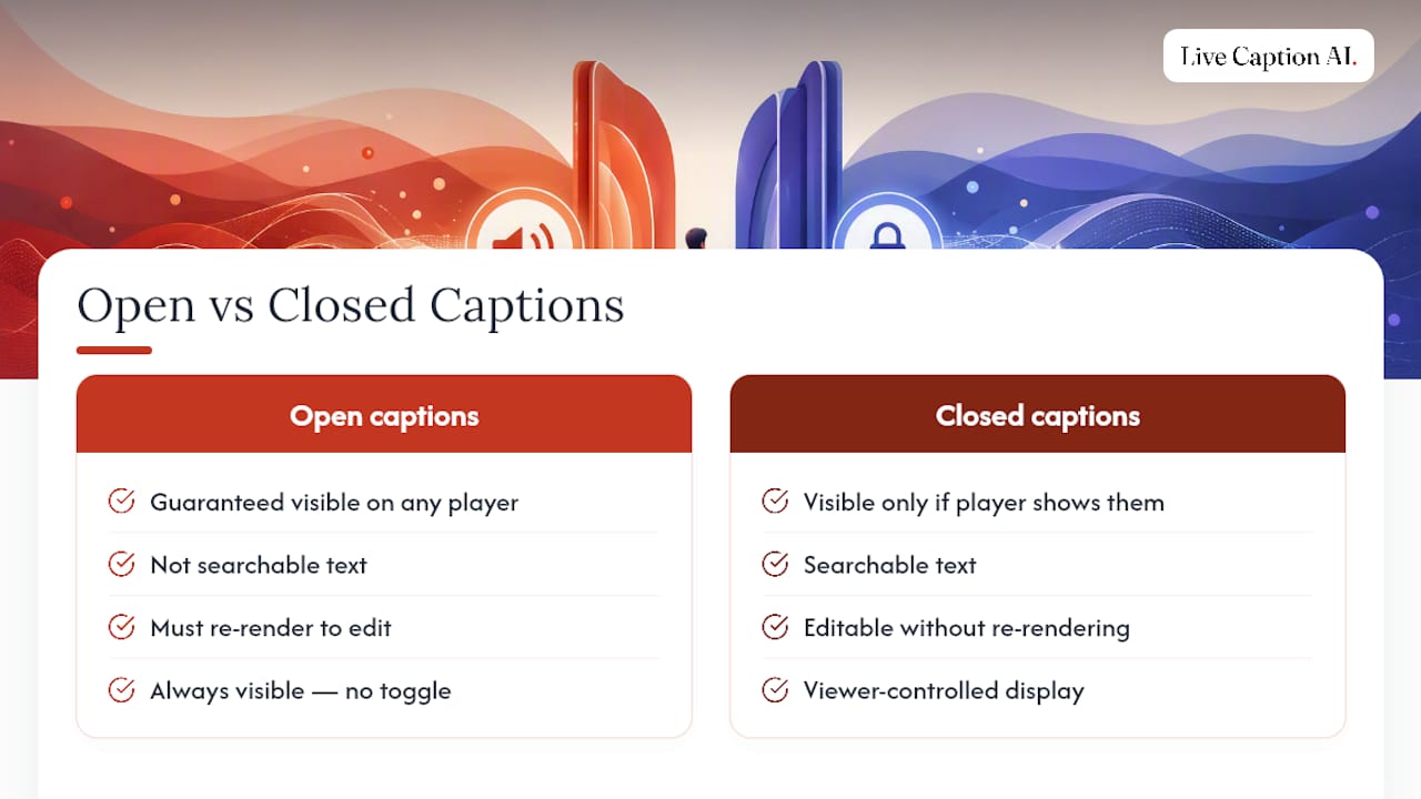 Open and closed captions by platform