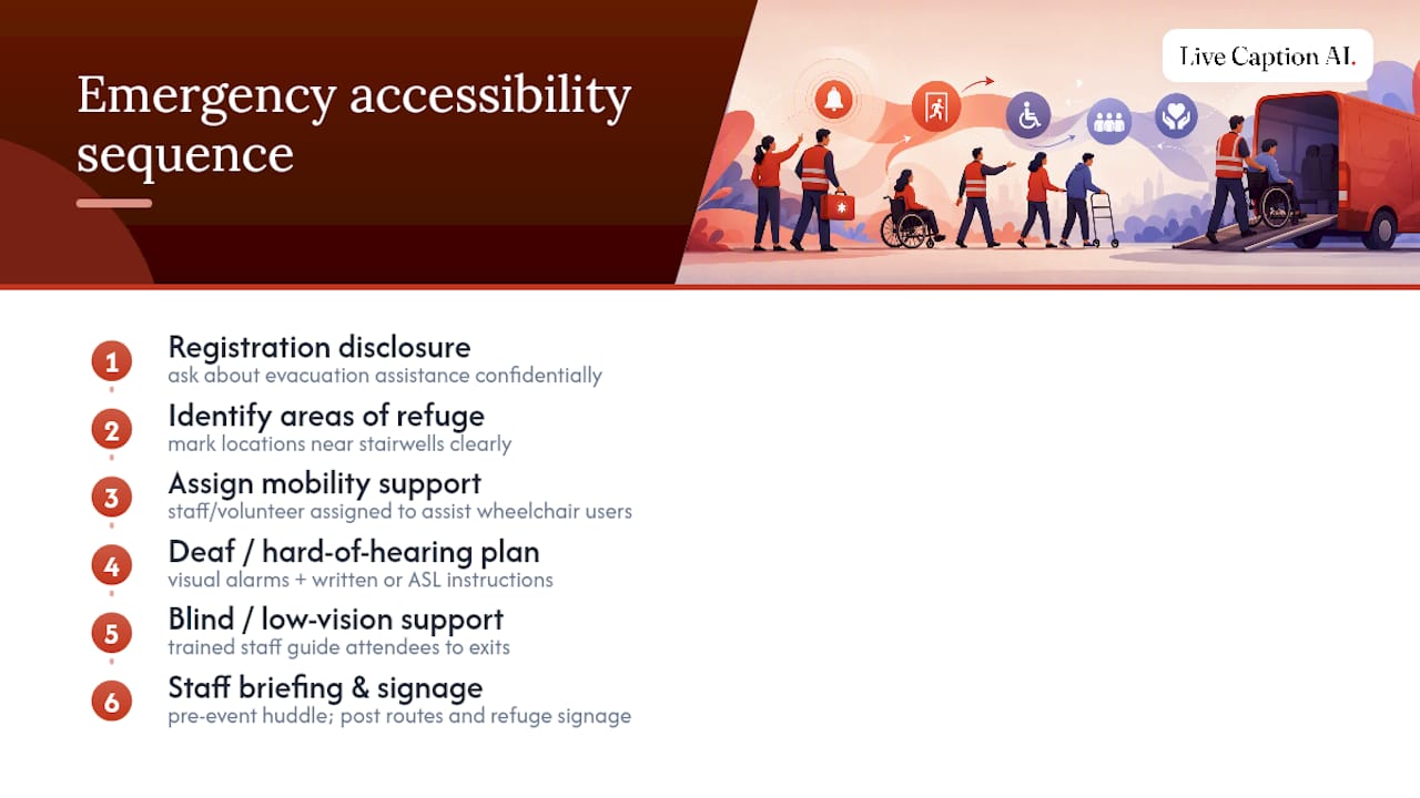 Accessible evacuation planning sequence