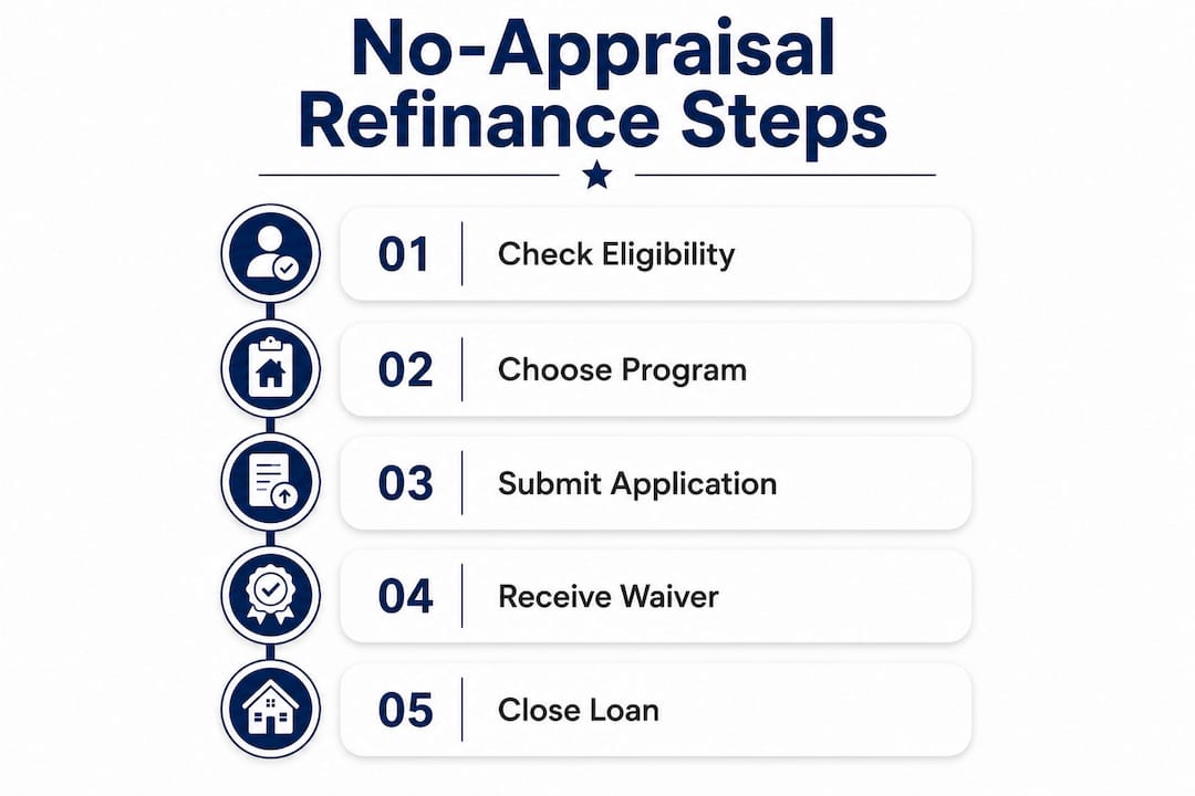Infographic showing no-appraisal refinance steps