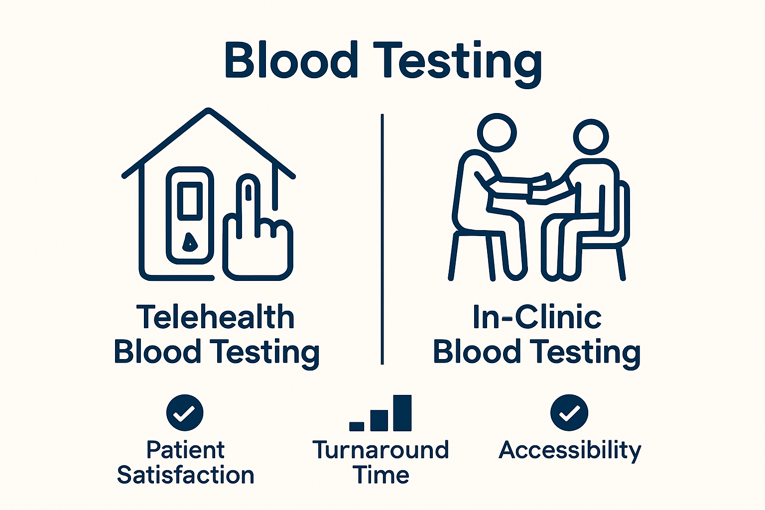 Home versus clinic blood testing infographic comparison