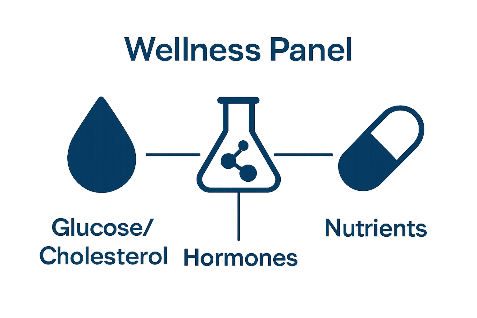 Infographic summarizing main test categories in a wellness panel