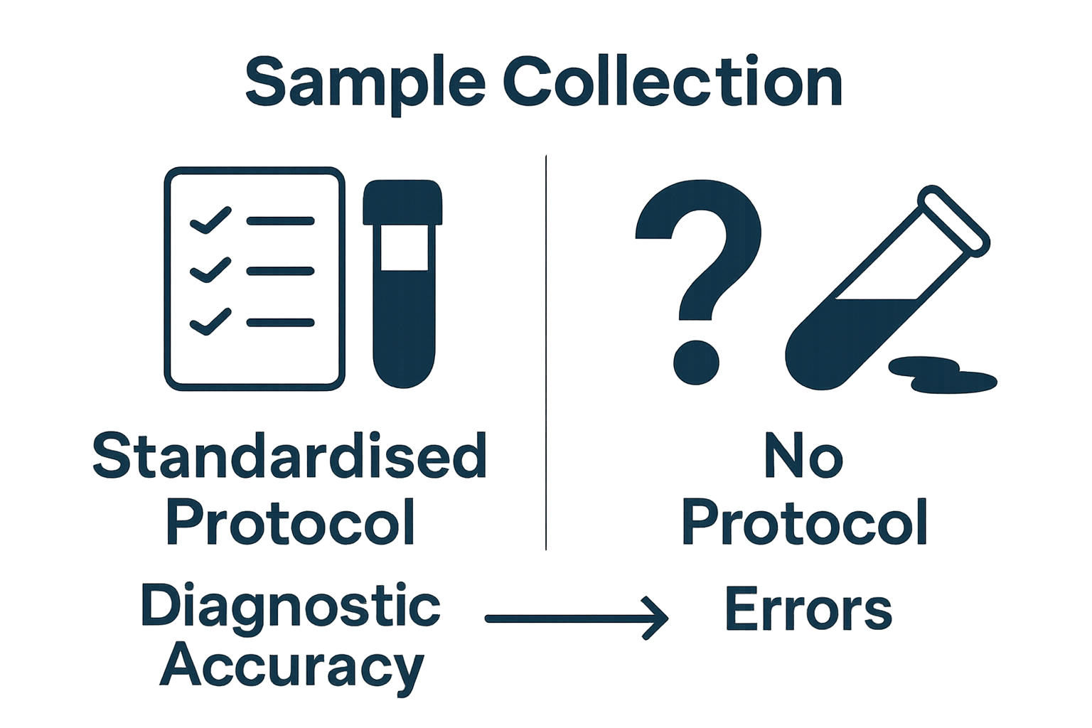 Infographic comparing sample collection with and without protocol
