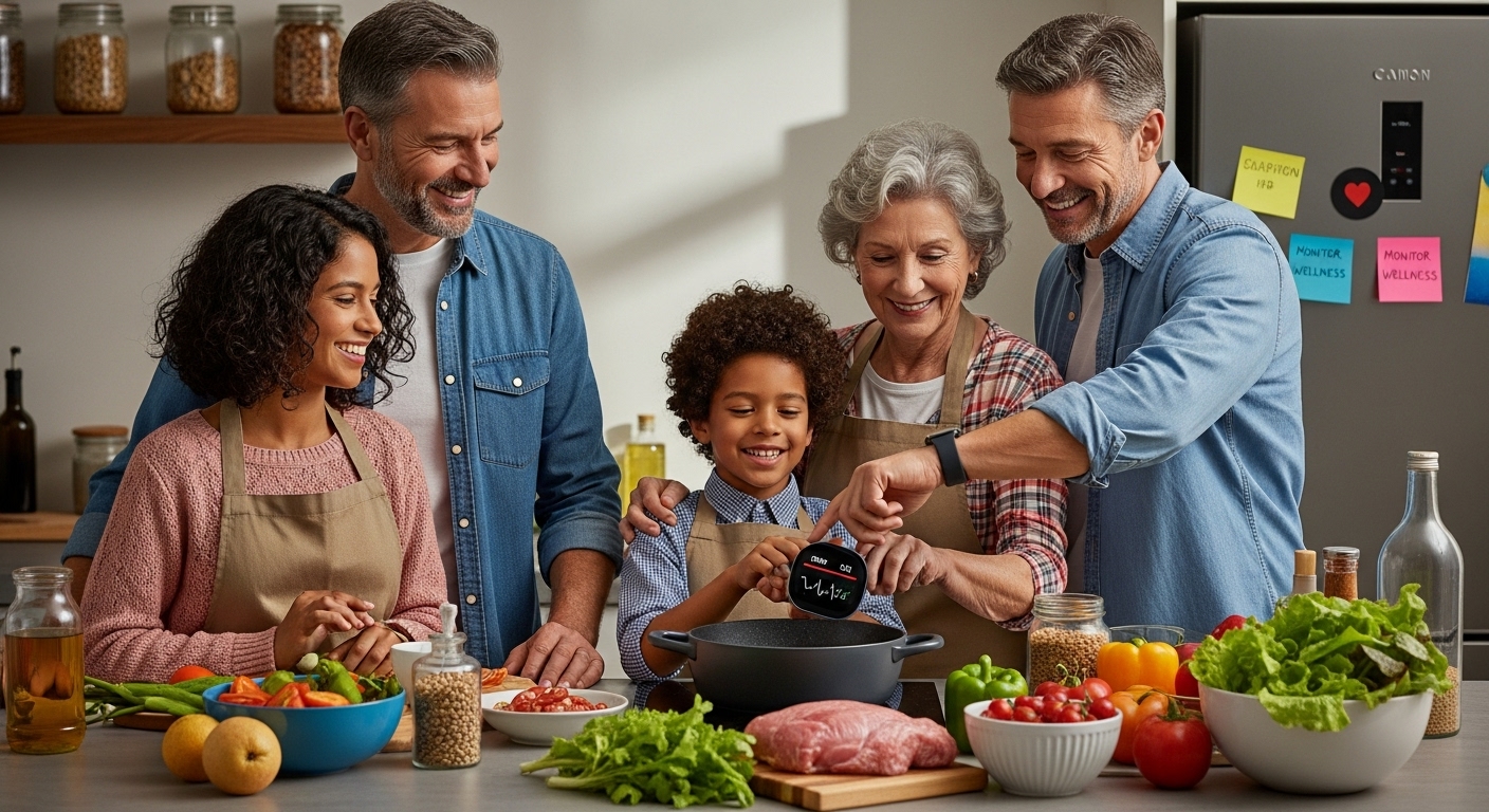 family cooking heart healthy