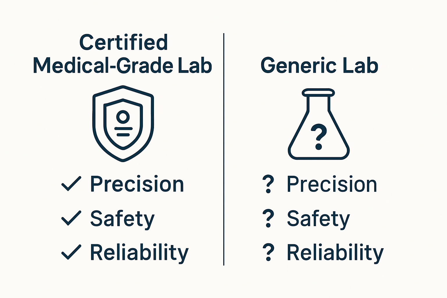 Infographic comparing medical-grade vs standard lab features