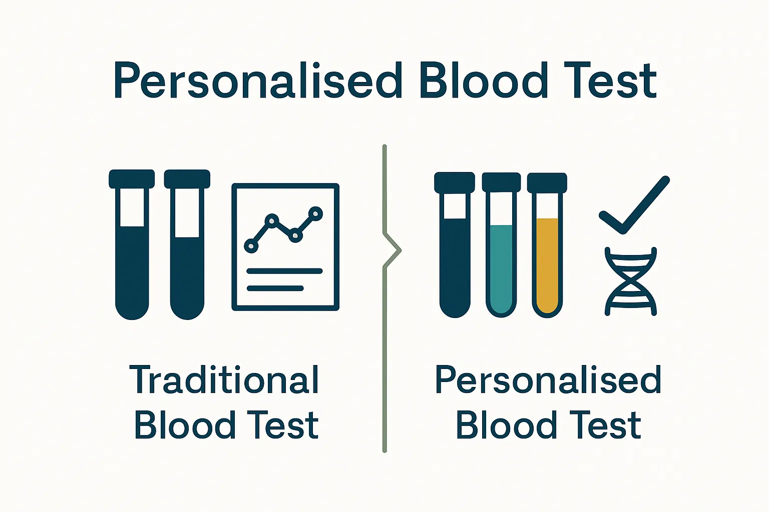 Traditional vs personalised blood test visual comparison