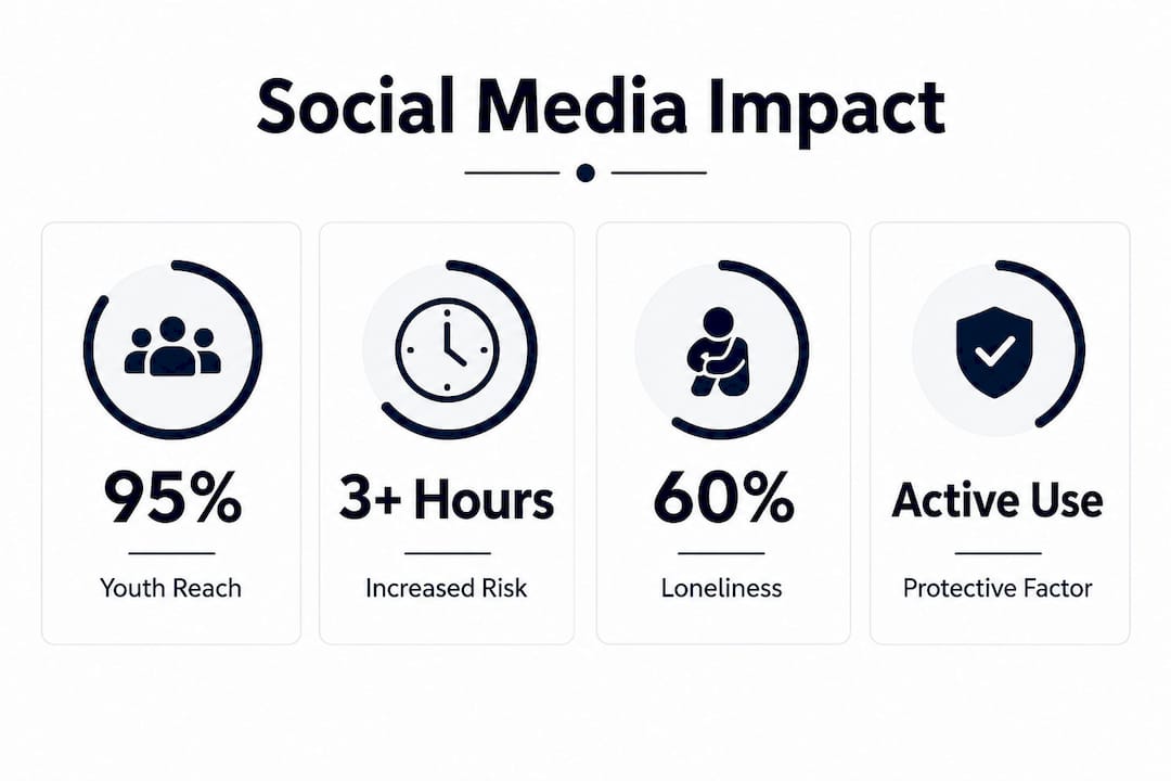 Infographic with social media mental health statistics