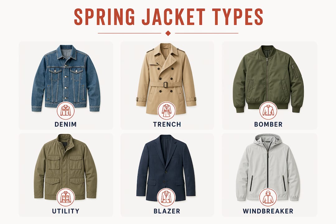 Infographic showing spring jacket types hierarchy
