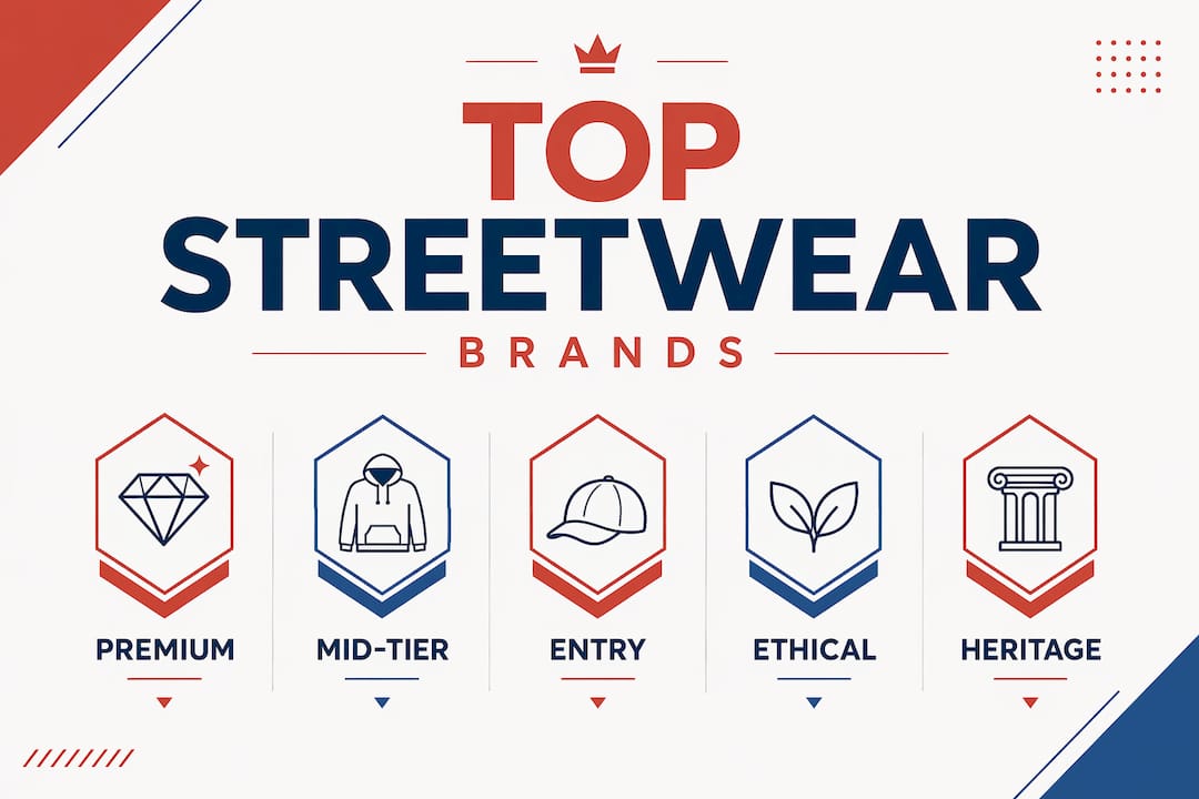 Infographic ranking streetwear brands by tier and style