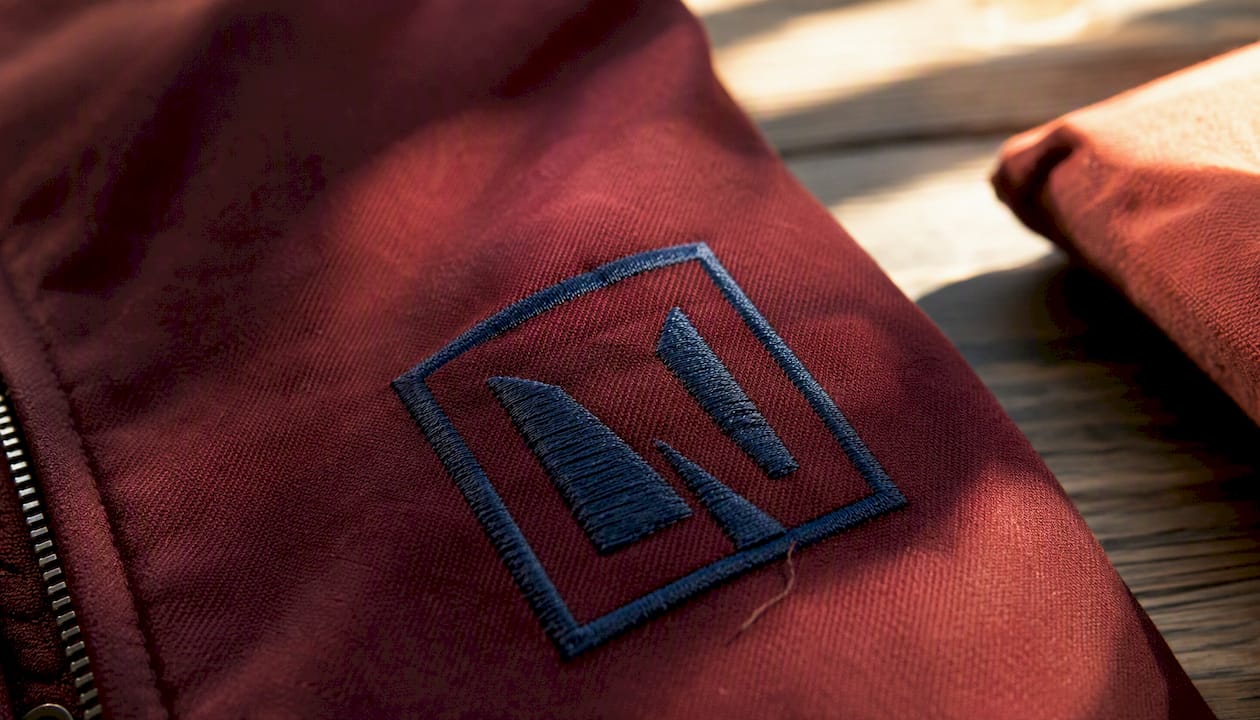 Close-up of detailed embroidery on jacket