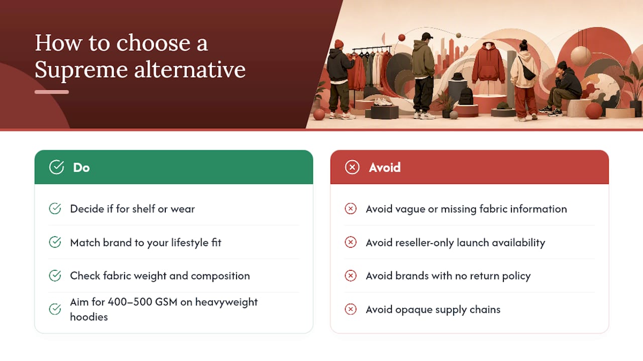How do you pick the right Supreme alternative for your wardrobe? — overview diagram