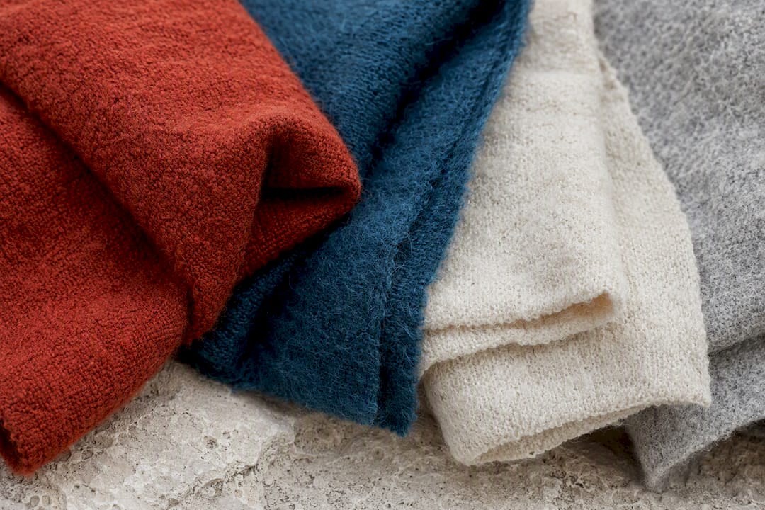 Close-up of wool and fleece fabric textures