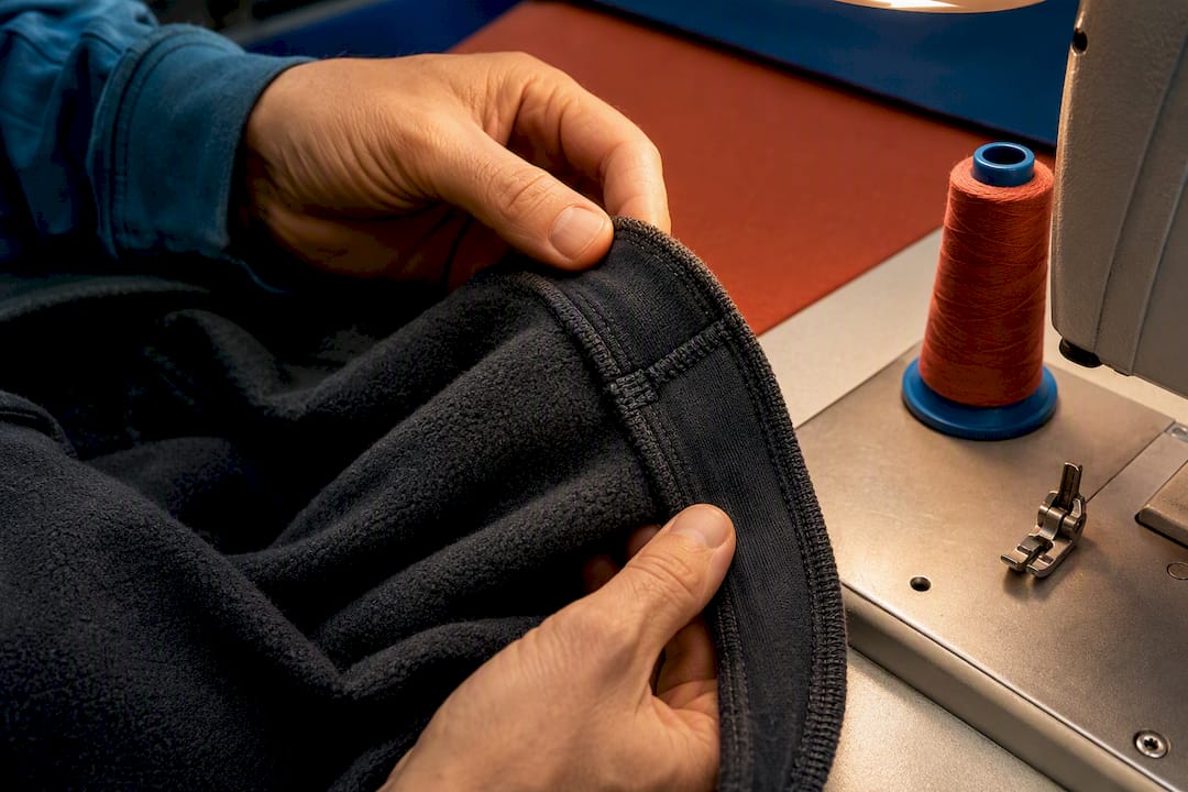 Reinforced seam on heavy fleece