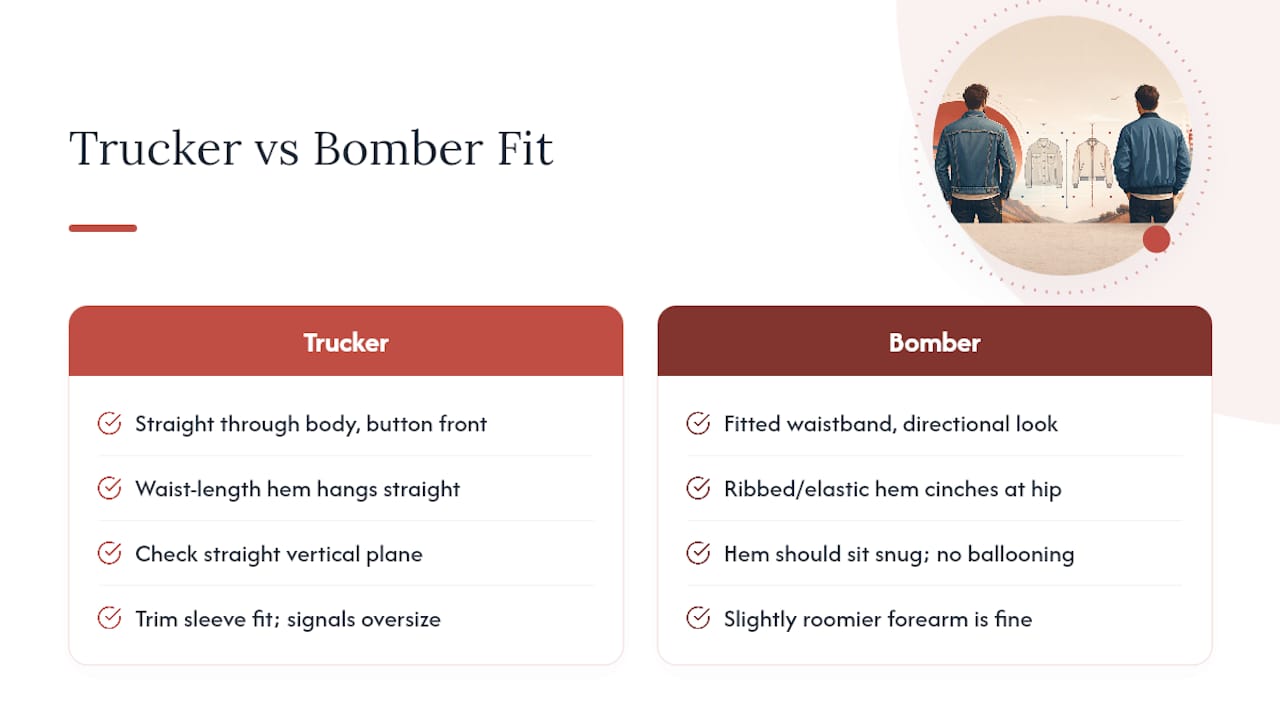 Trucker and bomber denim fit comparison
