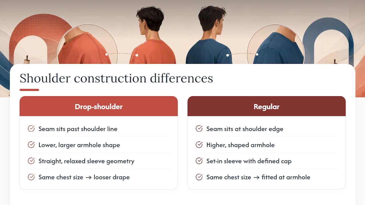 Drop shoulder versus regular shoulder construction