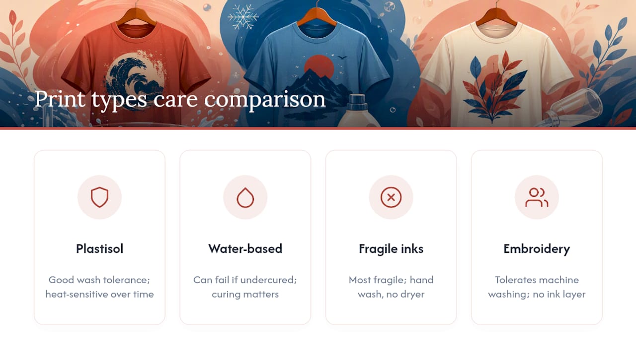 Comparison of printed garment care requirements