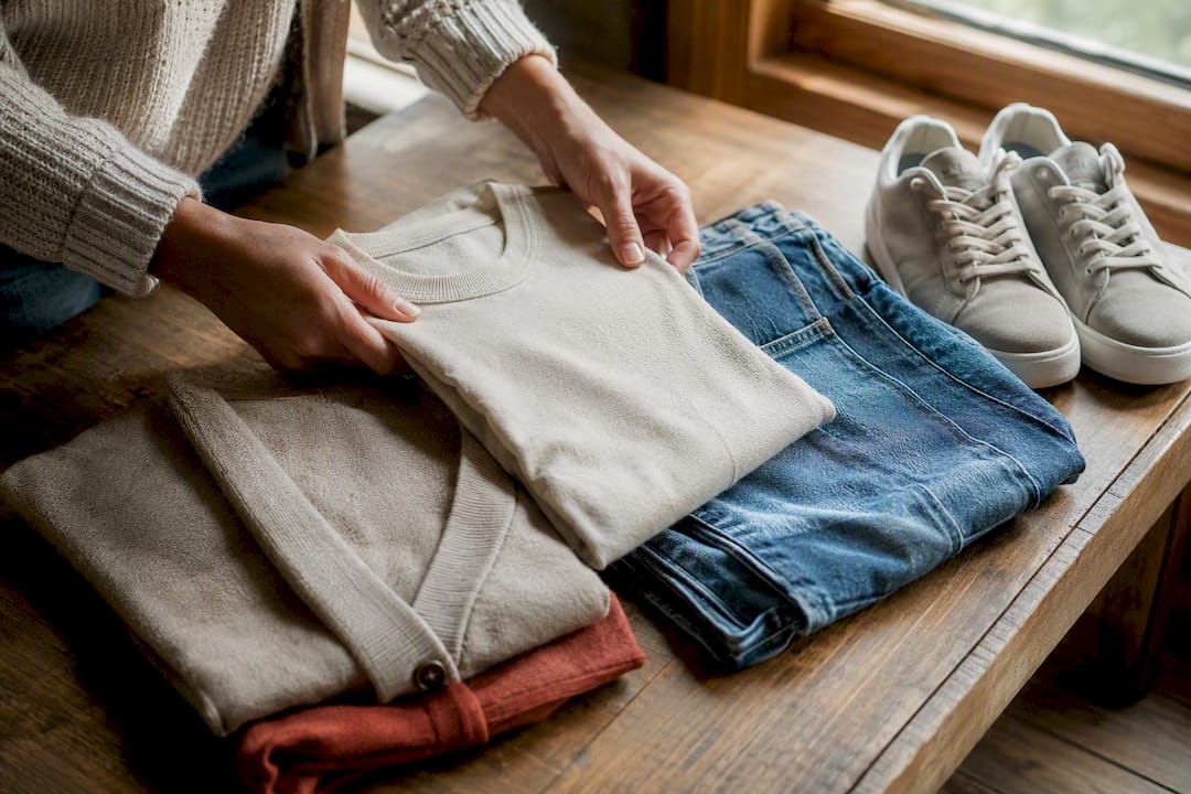 Modest retreat outfit layers with sneakers