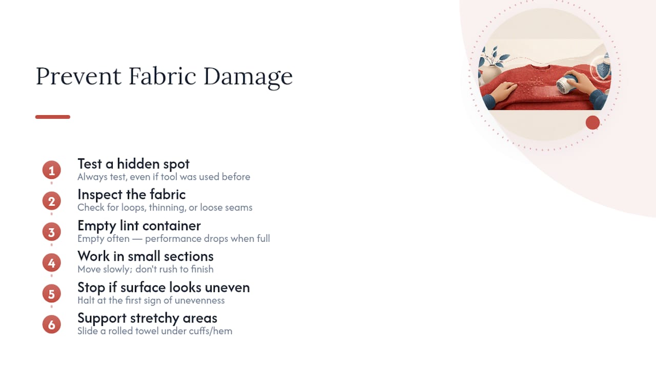 Fabric depilling safety check sequence