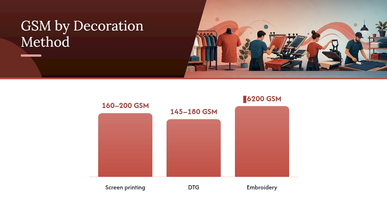 How Does GSM Affect Screen Printing, DTG, and Embroidery? — overview diagram