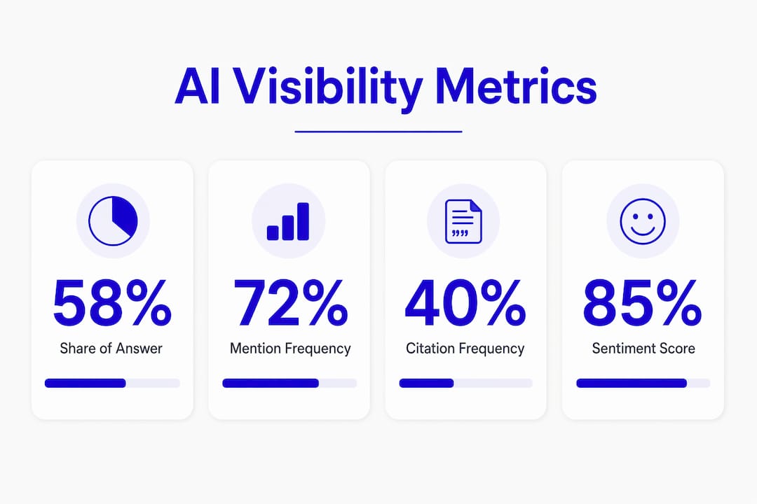 Infographic showing AI visibility metrics and percentages