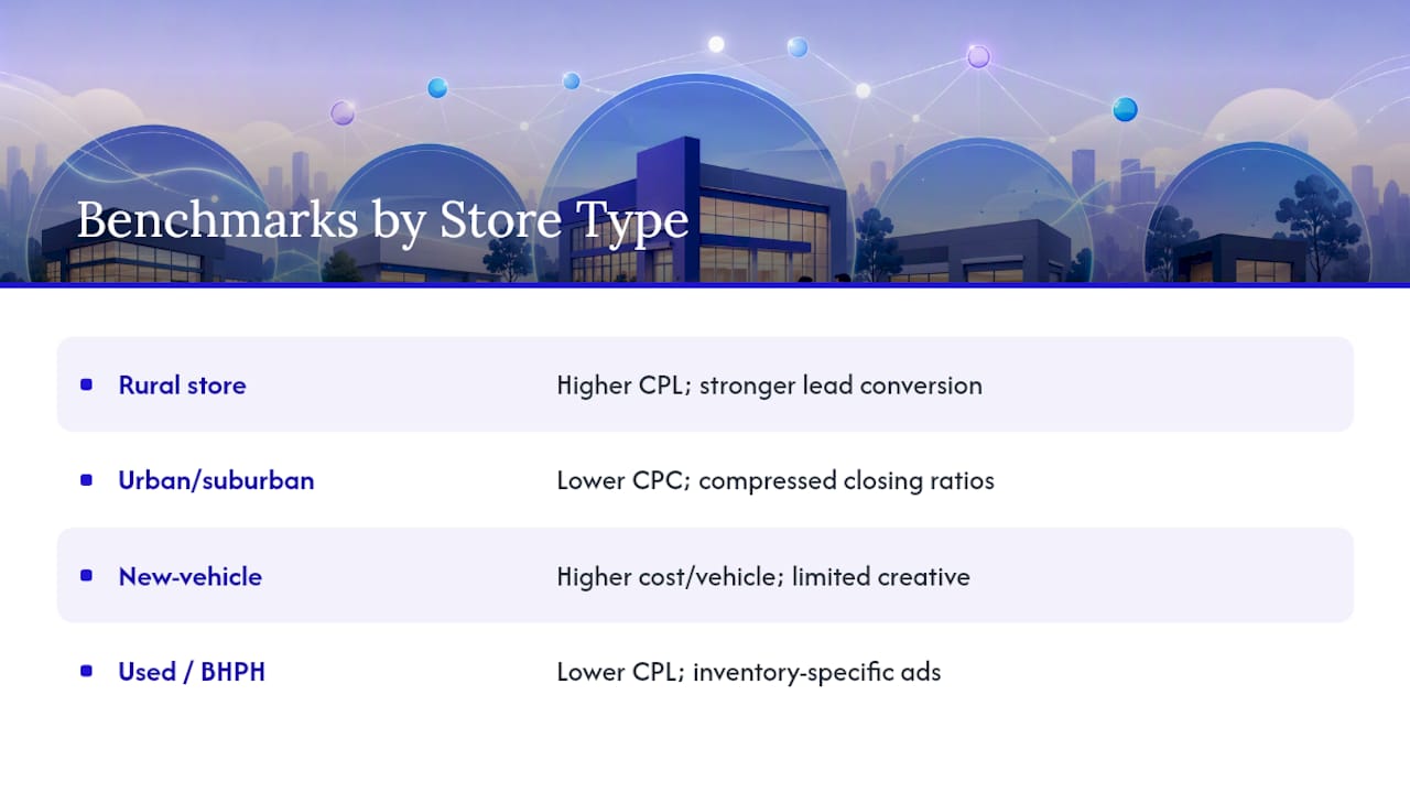 Benchmark Comparison by Dealership Size and Type — overview diagram