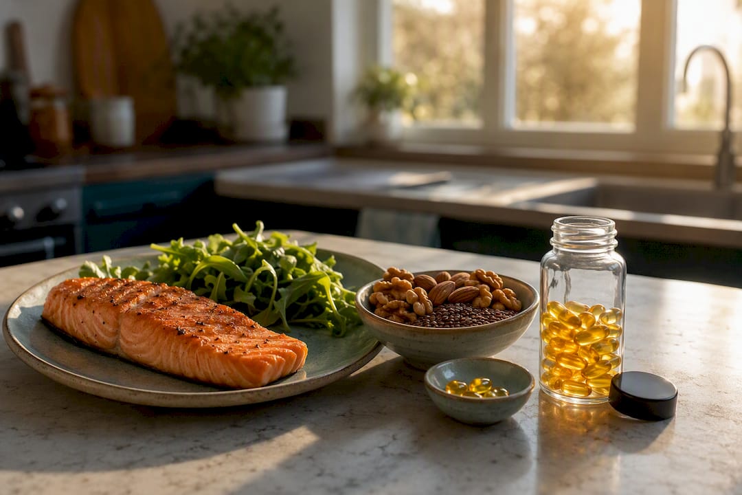 Omega-3 rich foods and fish oil capsules