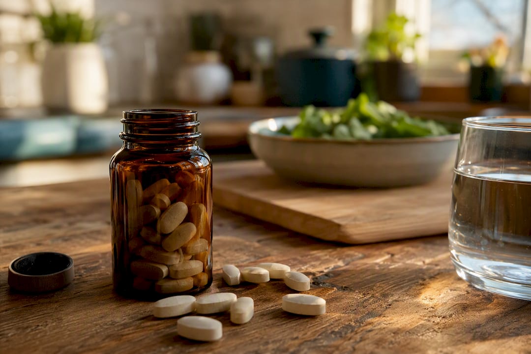 Close-up of magnesium supplement tablets