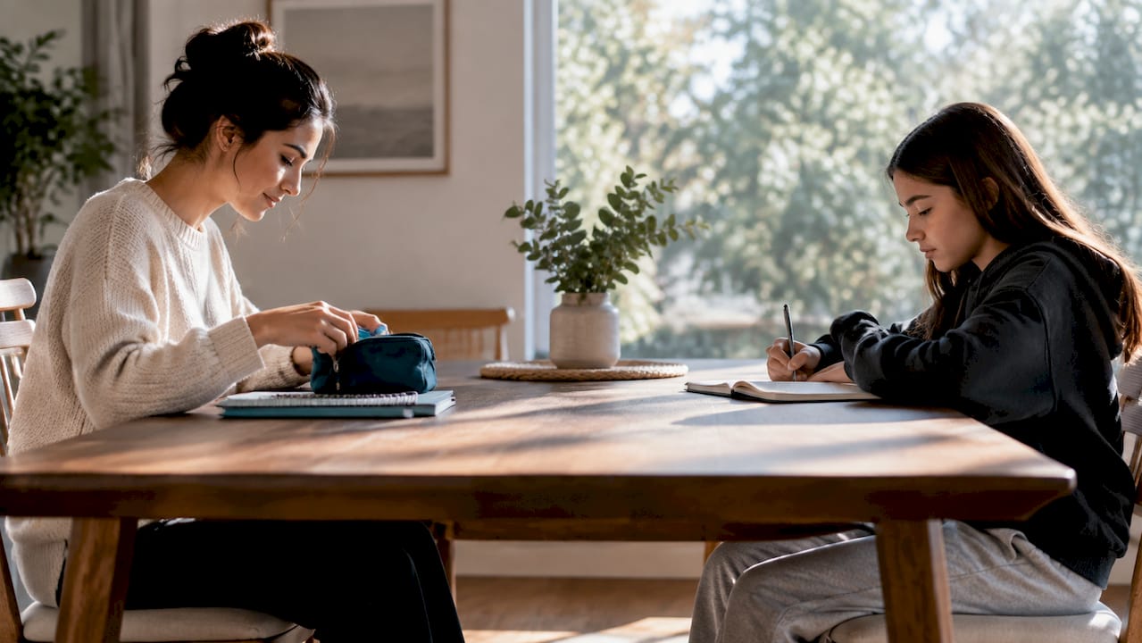 Two people working alongside each other