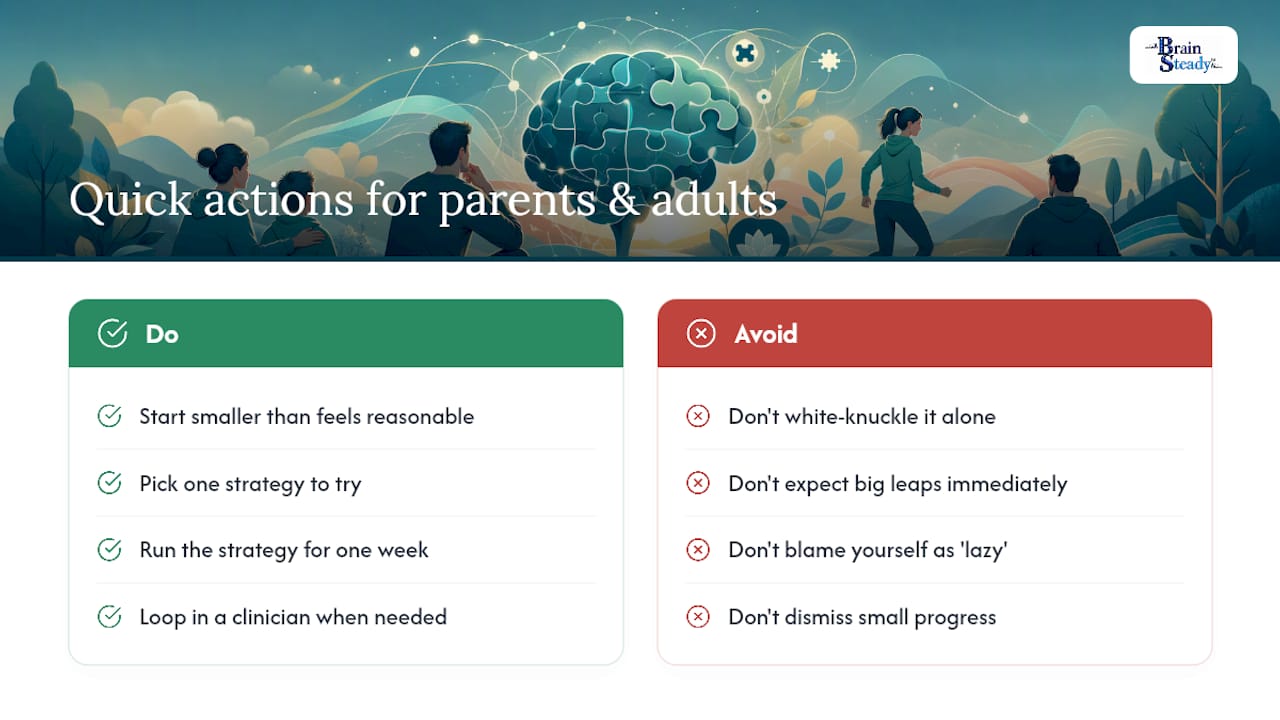 A Few Words for Parents and Adults Living With This — overview diagram