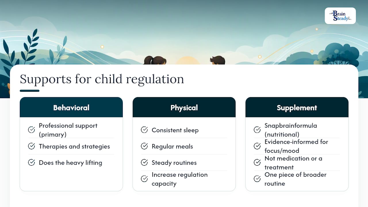 Supporting Your Child's Brain Health Alongside Behavioral Strategies — overview diagram