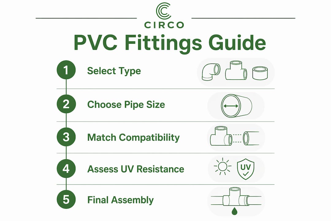 Infographic showing PVC fittings selection steps