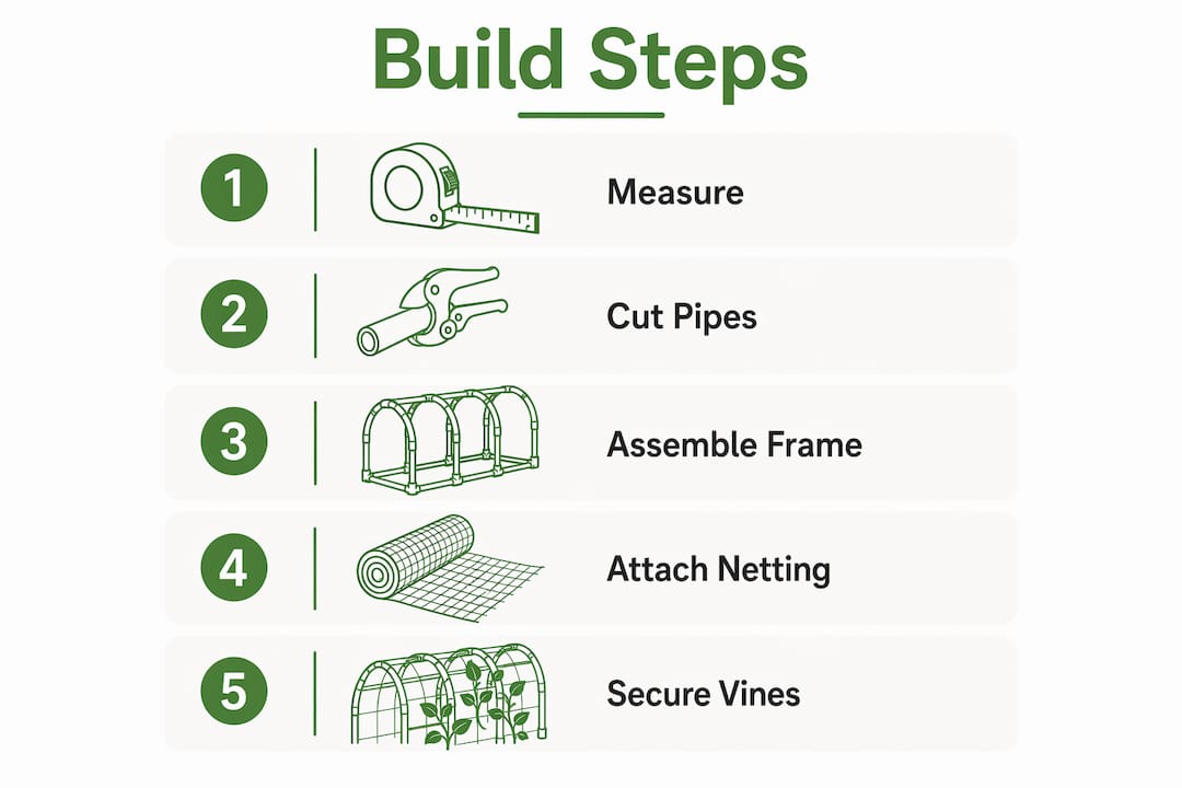 Infographic outlining PVC trellis building steps