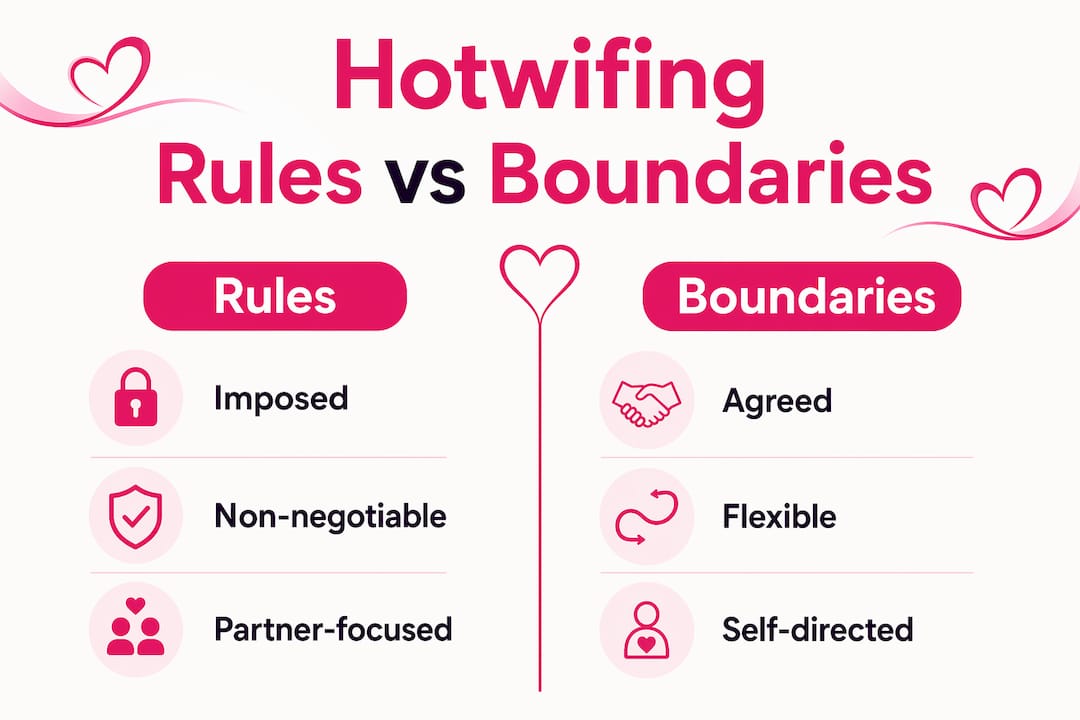 Infographic comparing hotwifing rules and boundaries