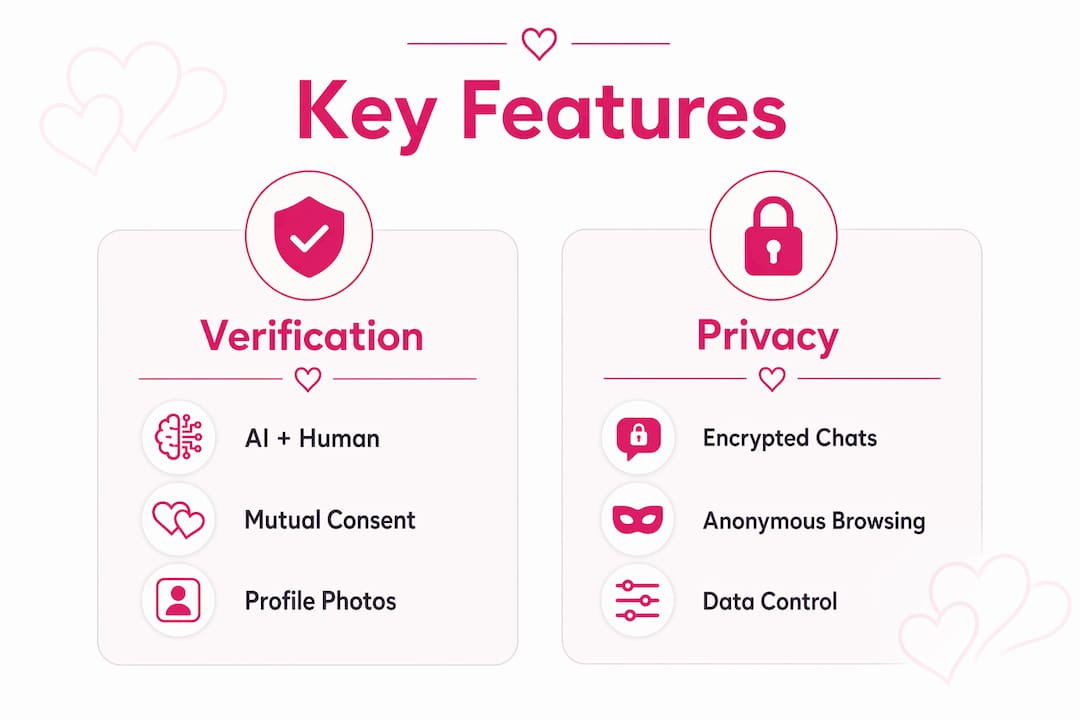 Infographic comparing verification and privacy features