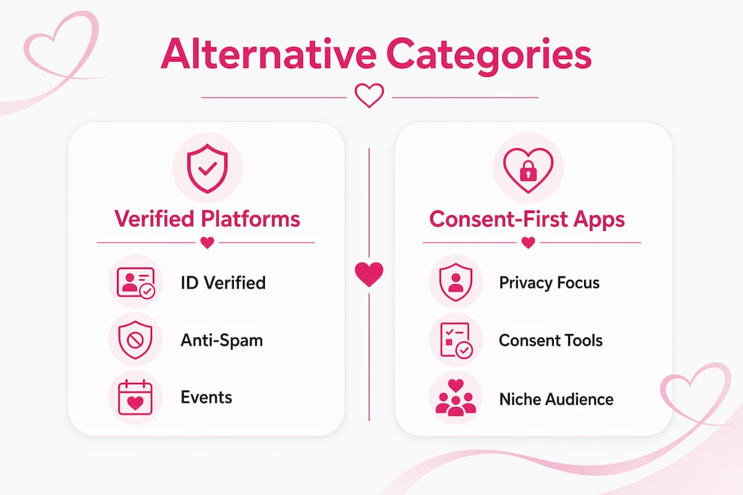 Infographic comparing FetLife alternative categories