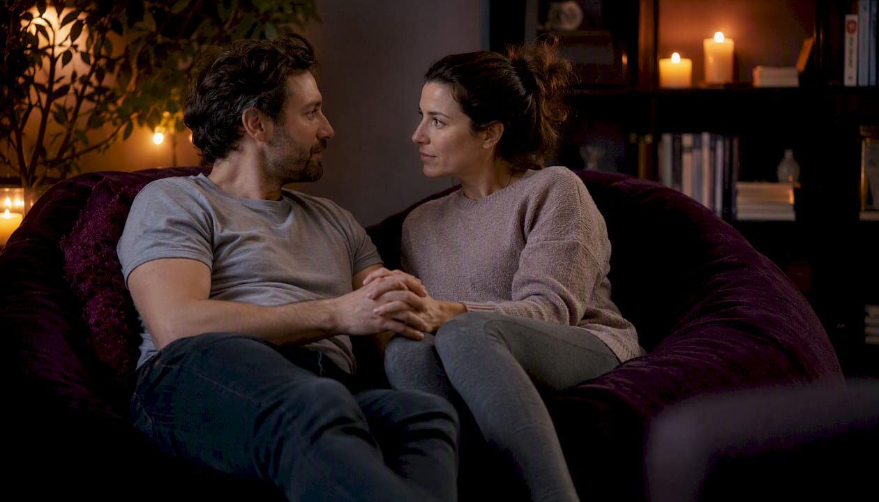 Couple discussing intimate boundaries
