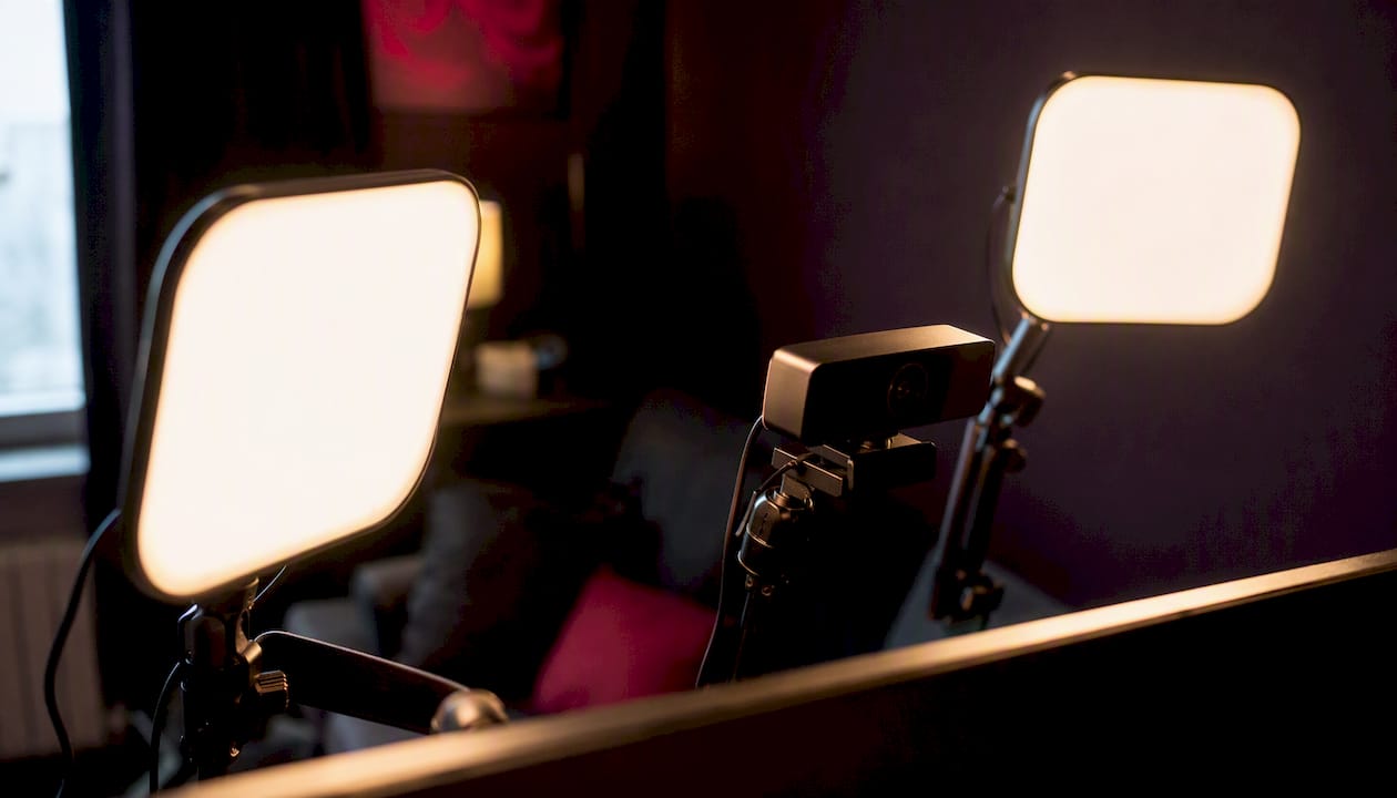 Warm neutral LED light panels in cam room
