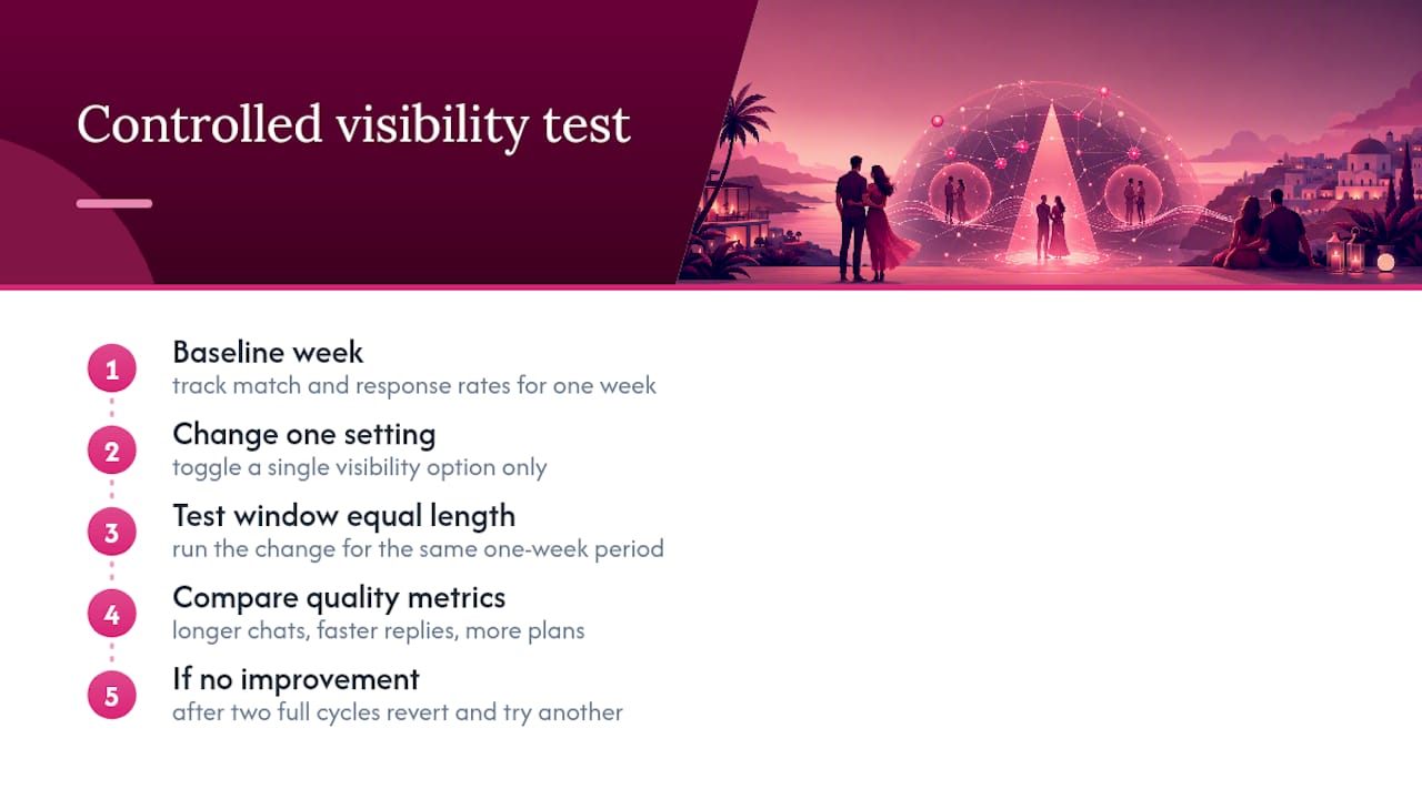 Four-stage visibility settings testing process