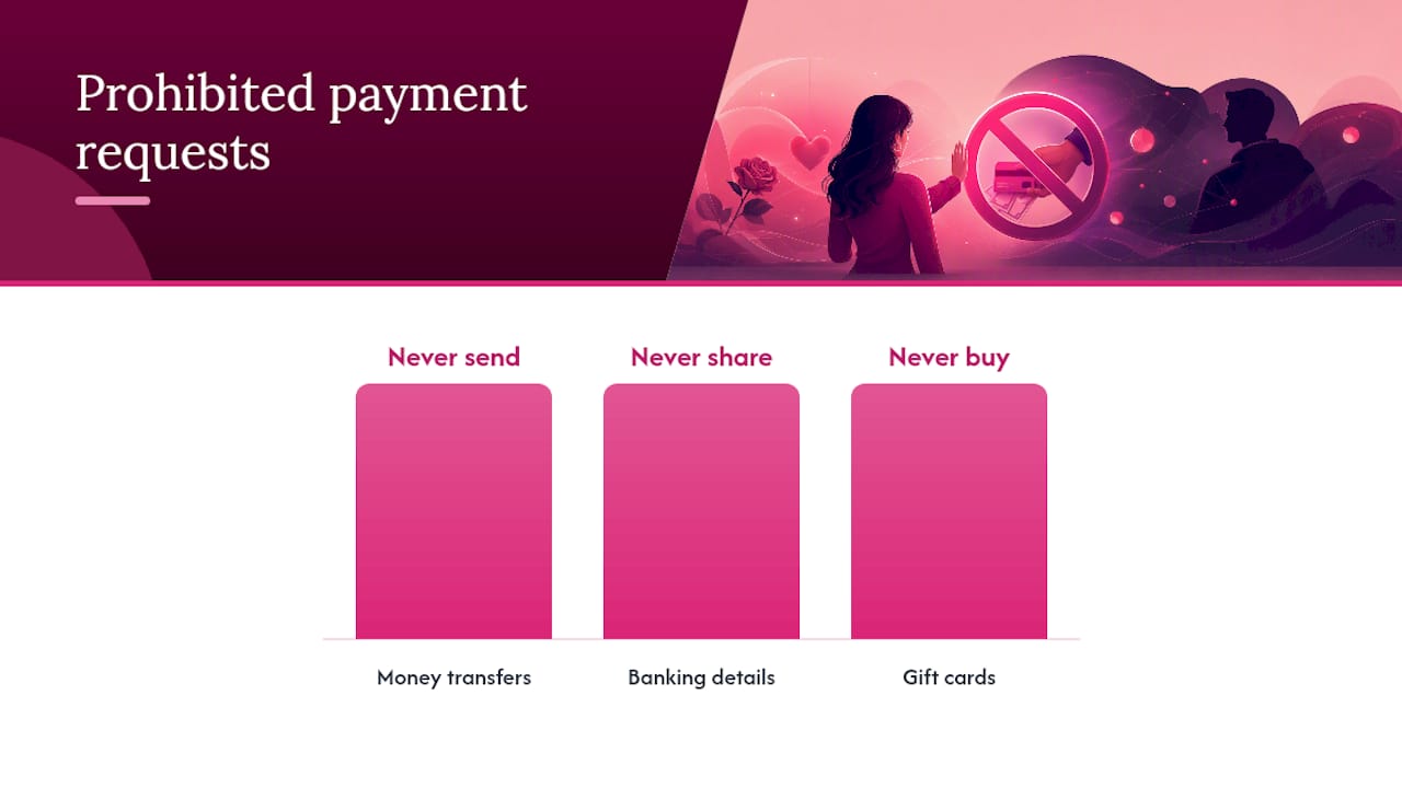 Three dating scam payment warnings