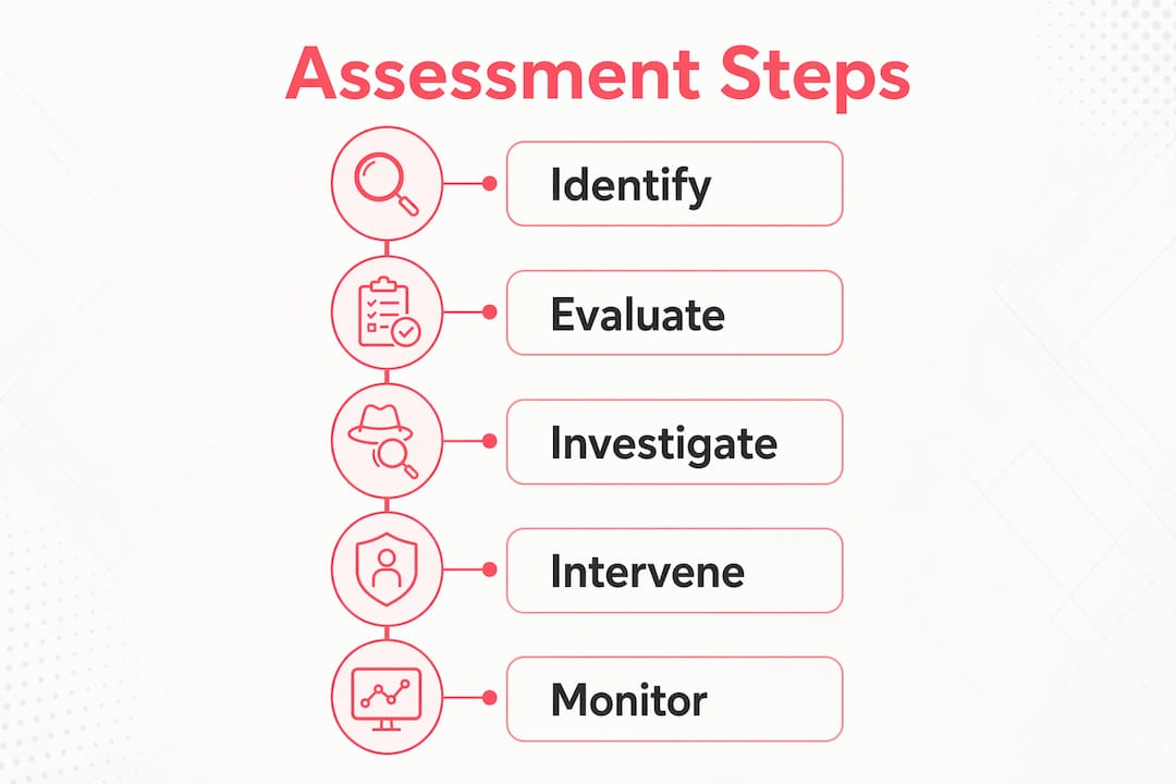 Infographic of workplace threat assessment steps