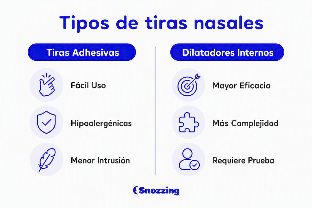 Comparativa visual de los diferentes tipos de tiras nasales