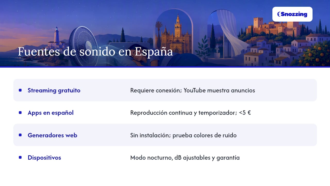 Dónde encontrar el sonido de ventilador en España — overview diagram