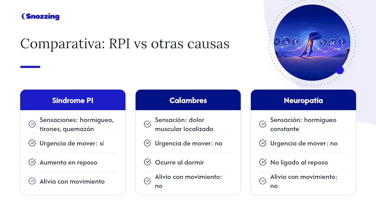 Comparación entre síntomas y diagnósticos diferenciales